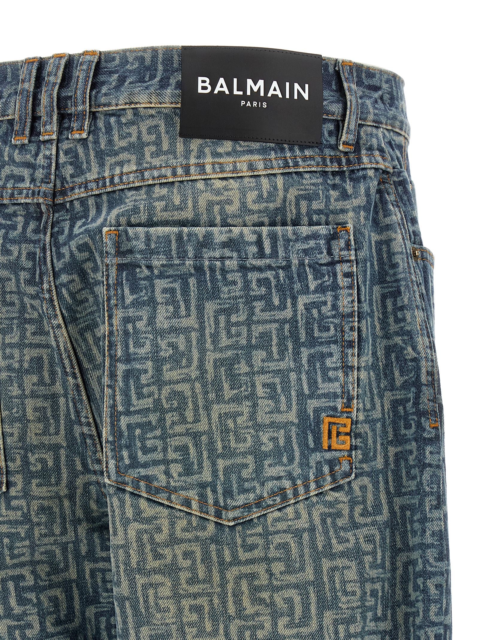 Balmain Jeans Monogram — Men's Stonewashed Denim