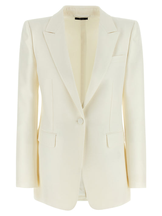 Tom Ford Radzmir Blazer Jackets — White Wool-Silk