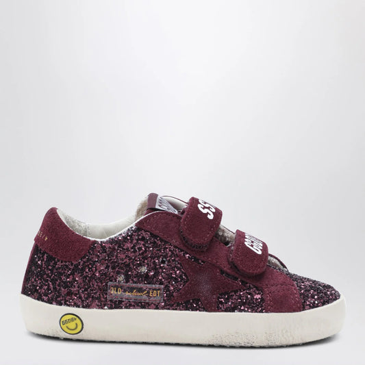 Golden Goose Old School Sneakers in burgundy glitter