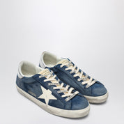 Baskets Golden Goose Super Star en bleu aviateur, crème et argent