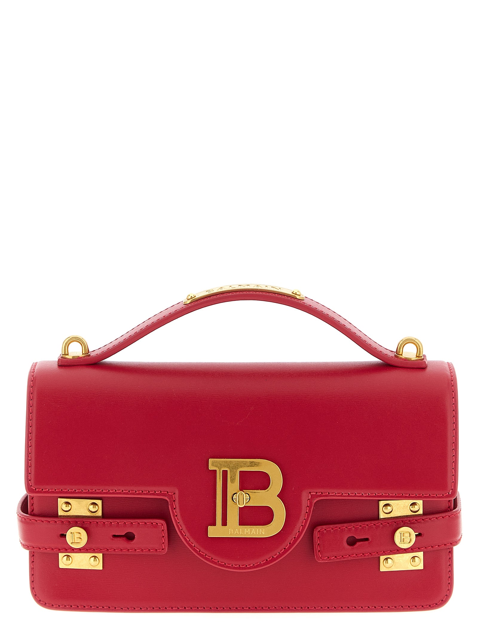 Balmain B-Buzz 24 Handbag — Fuchsia Calf Leather (W24cm)