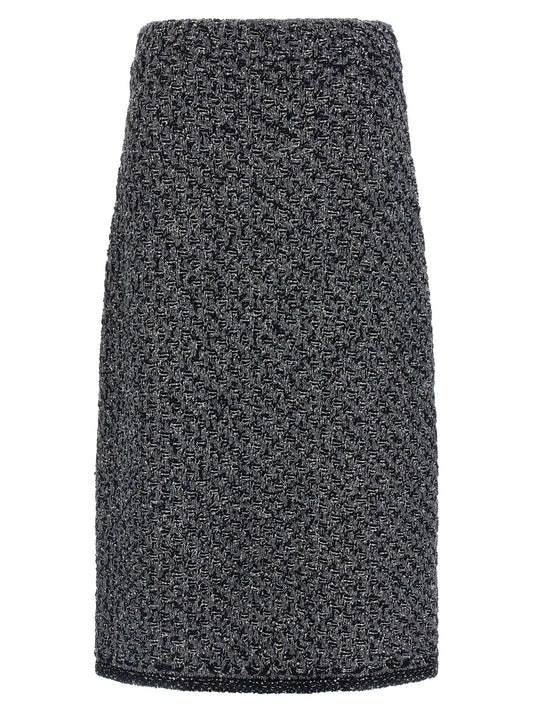 Fabiana Filippi Tweed Skirt — Midi Blue Skirt