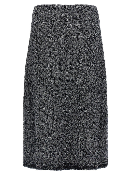 Fabiana Filippi Tweed Skirt — Midi Blue Skirt