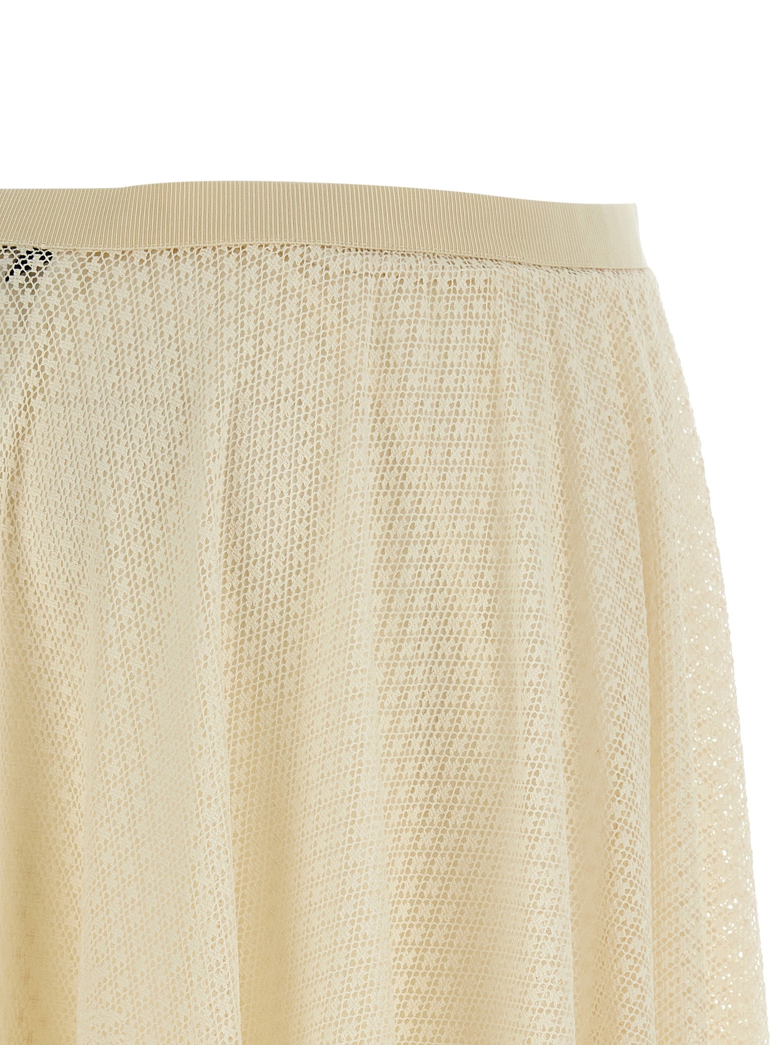 Fabiana Filippi Lace Skirt — Beige Crochet Midi Skirt
