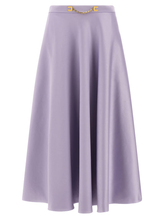 Elisabetta Franchi Duchesse Skirt — Purple Midi Skirt