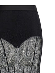 Elisabetta Franchi Lace Long Skirt — Designer Black Skirt