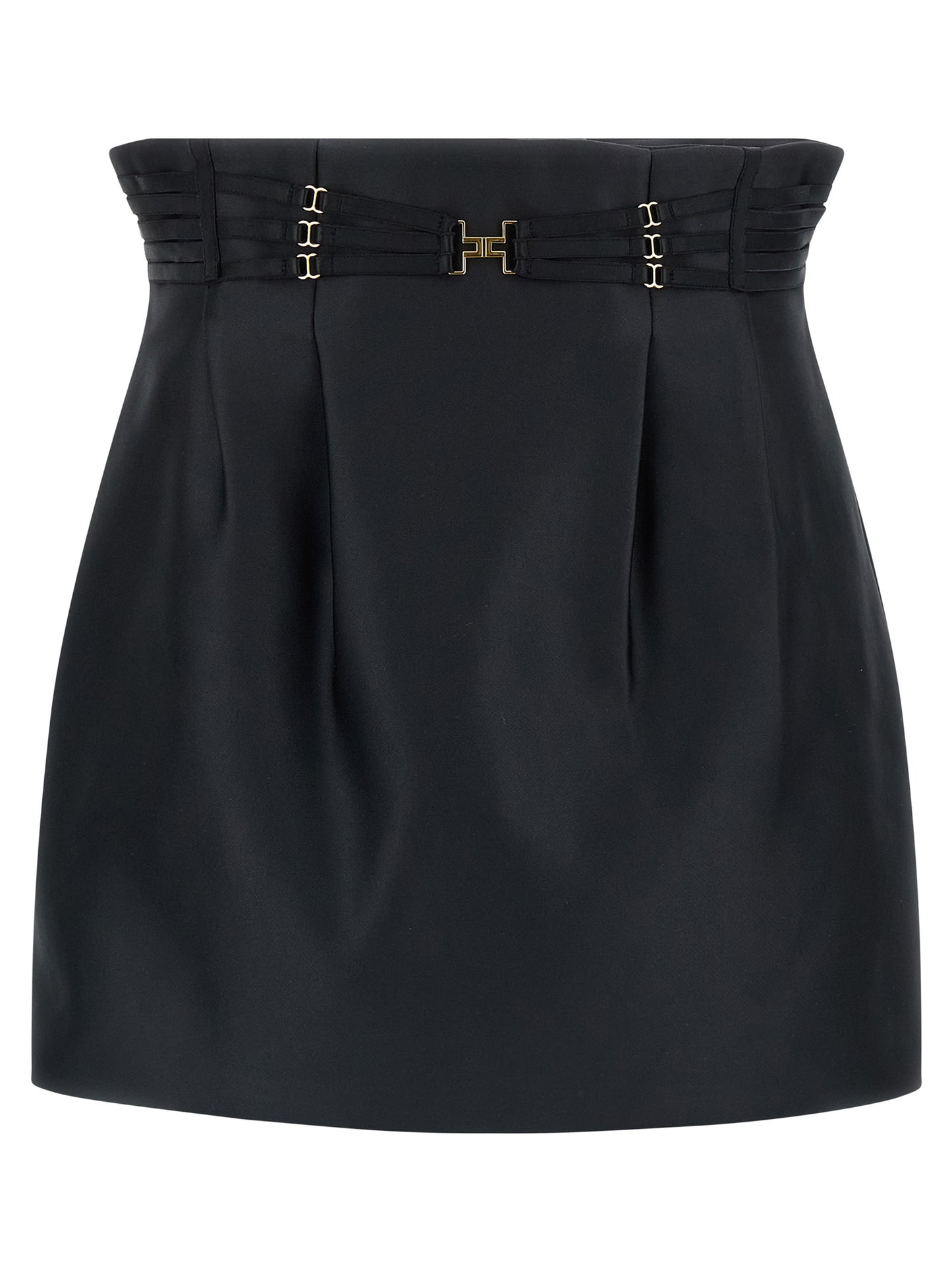 Elisabetta Franchi Mini Strap Skirt — High Waist Satin
