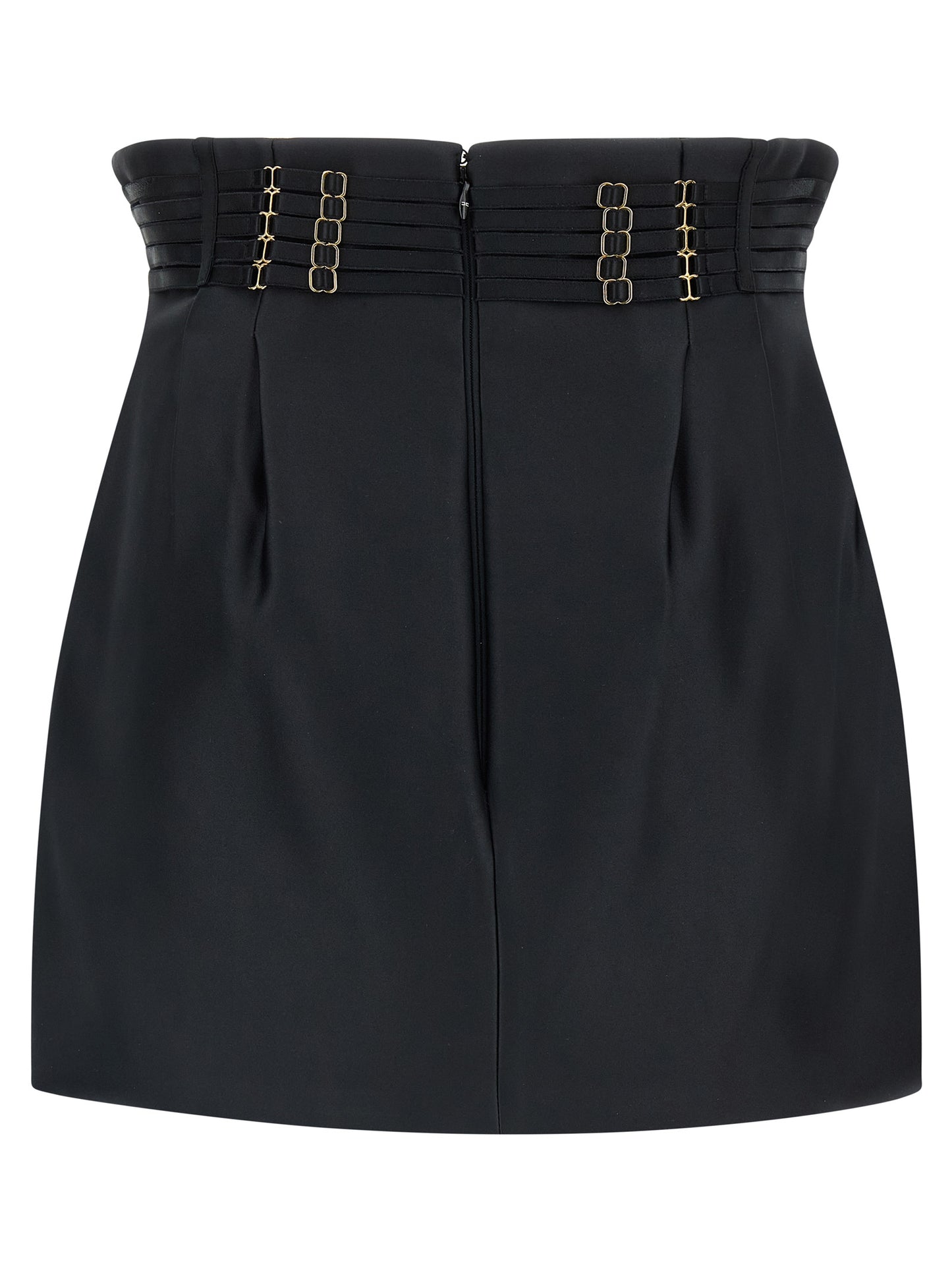 Elisabetta Franchi Mini Strap Skirt — High Waist Satin