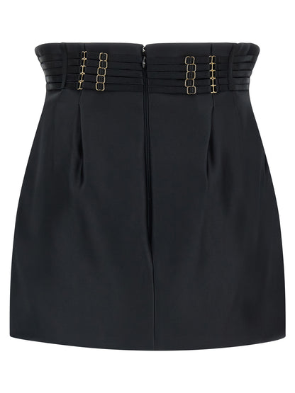Elisabetta Franchi Mini Strap Skirt — High Waist Satin