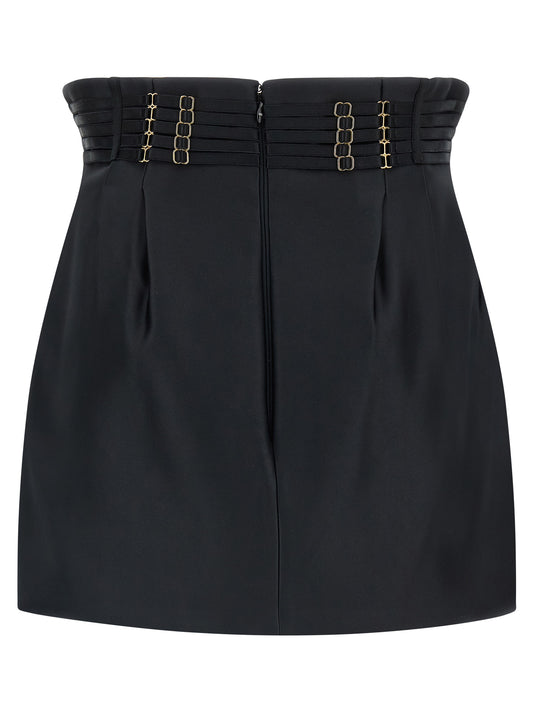 Elisabetta Franchi Mini Strap Skirt — High Waist Satin