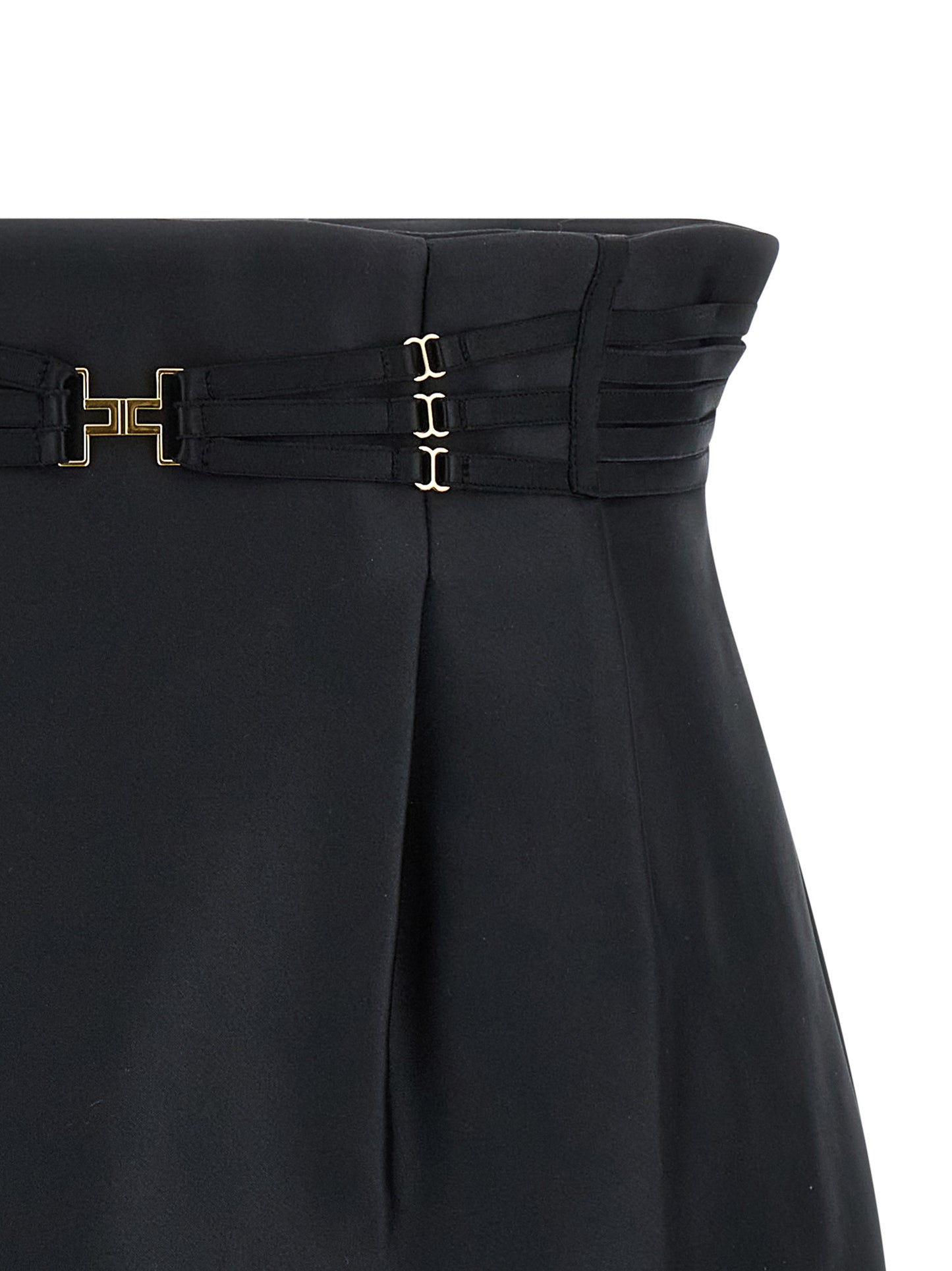 Elisabetta Franchi Mini Strap Skirt — High Waist Satin