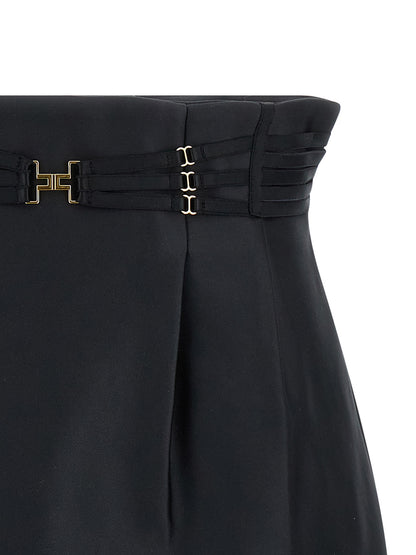 Elisabetta Franchi Mini Strap Skirt — High Waist Satin