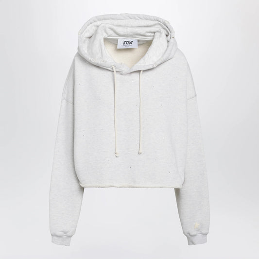 Golden Goose Star sweatshirt with crystal embroidery in grey cotton