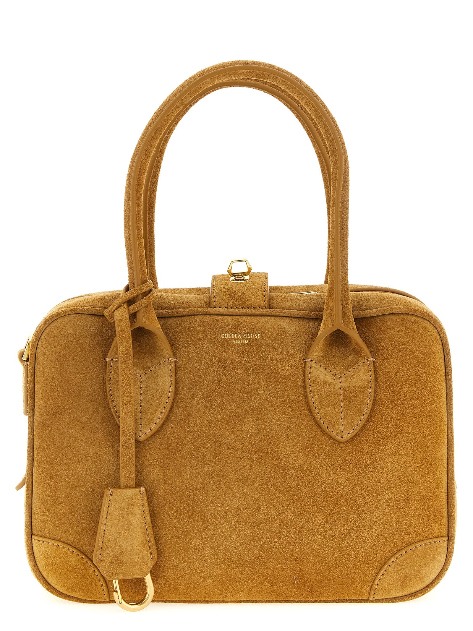 Golden Goose Vita Handbag — Beige Suede Shoulder Bag
