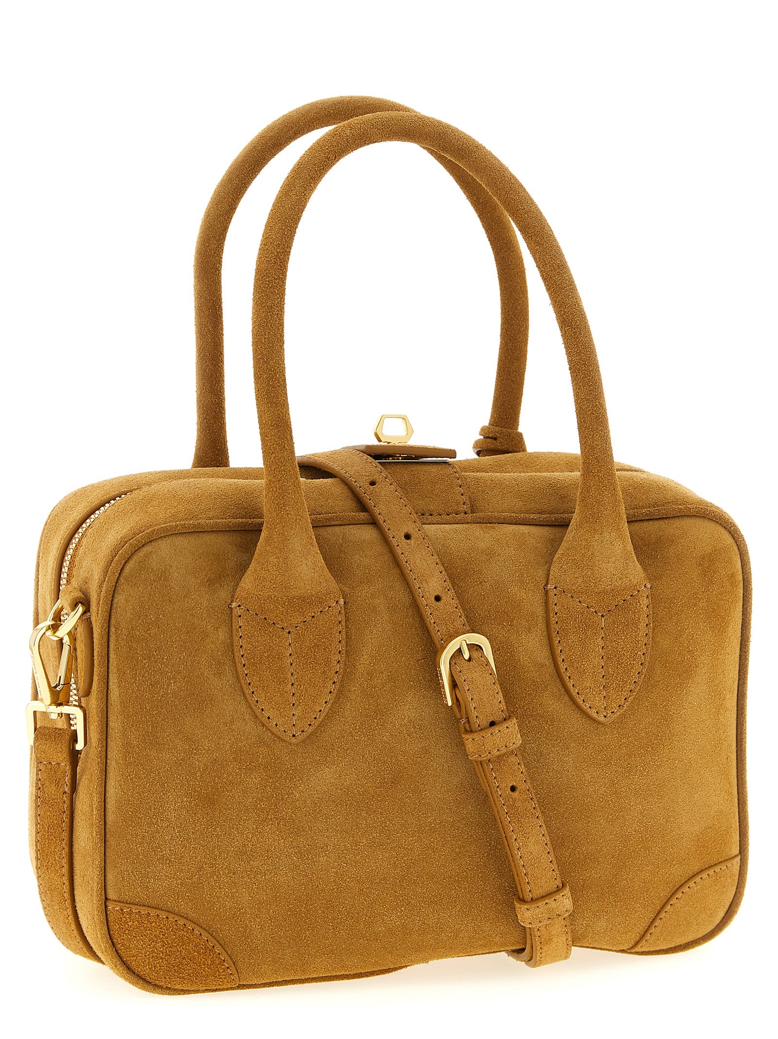 Golden Goose Vita Handbag — Beige Suede Shoulder Bag