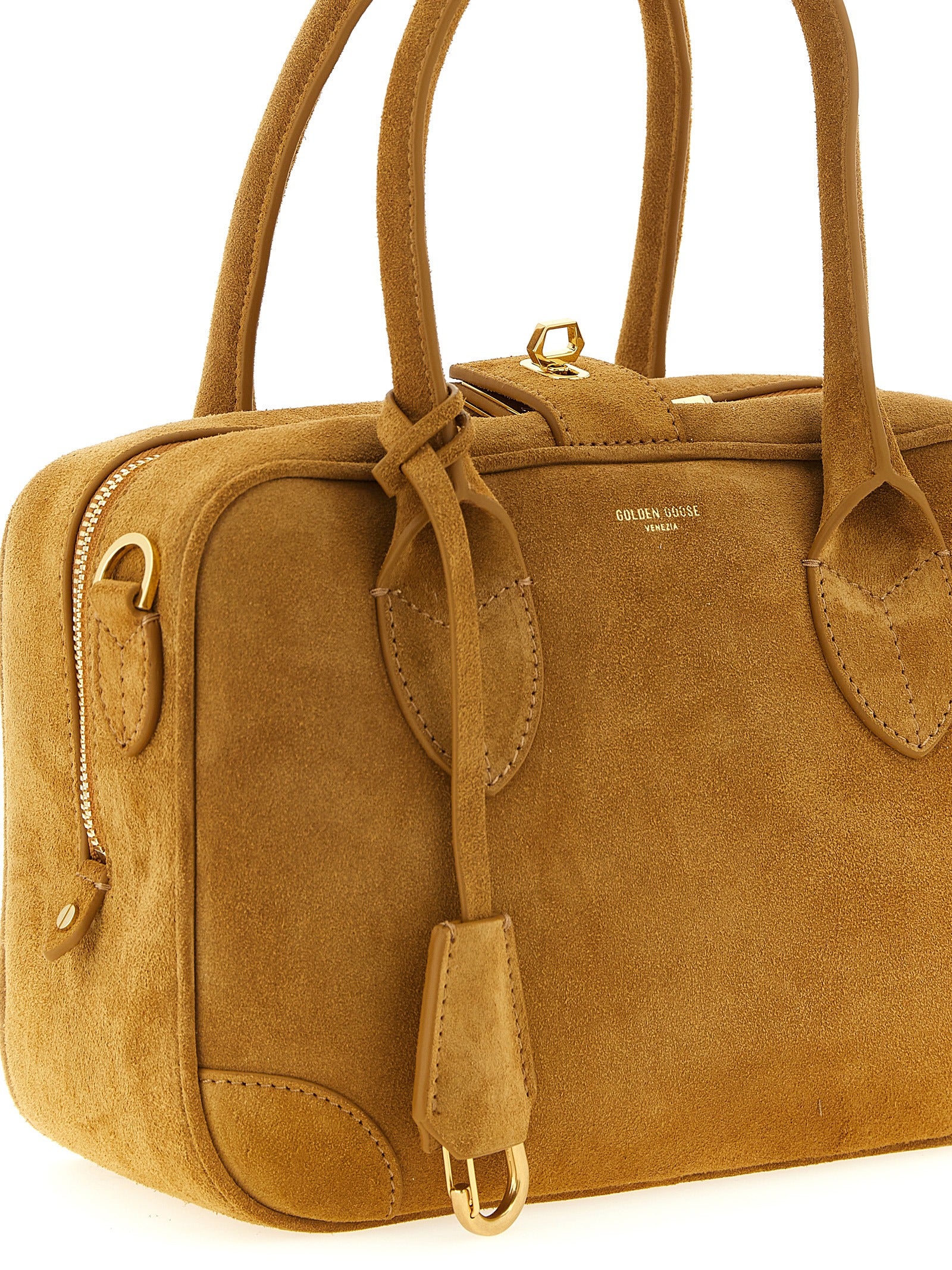 Golden Goose Vita Handbag — Beige Suede Shoulder Bag