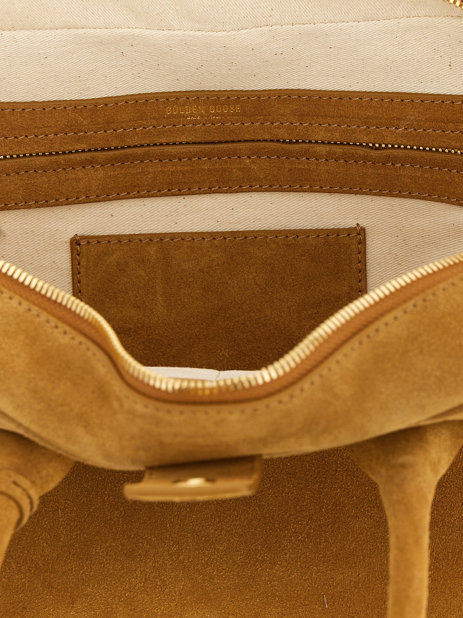 Golden Goose Vita Handbag — Beige Suede Shoulder Bag