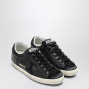 Golden Goose Super-star black low trainer with rhinestones