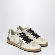 Golden Goose Silver/white Ballstar sneaker with glitter