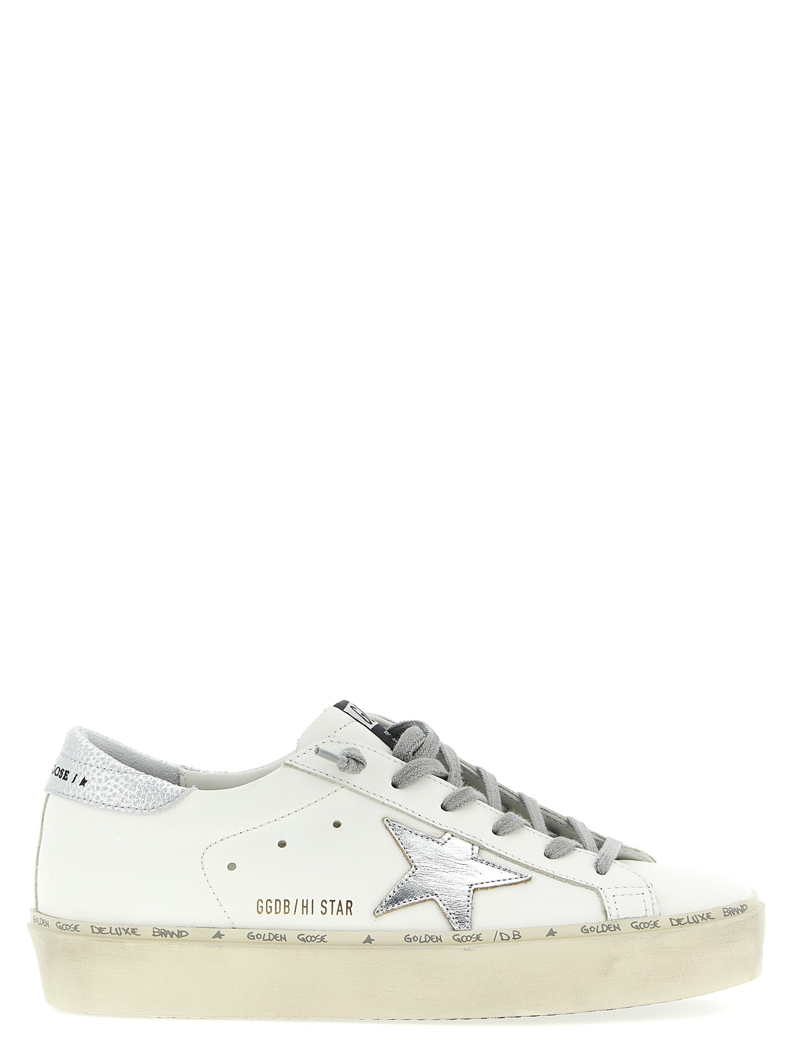 Golden Goose Hi-Star Sneakers — Silver Leather | Aumifour