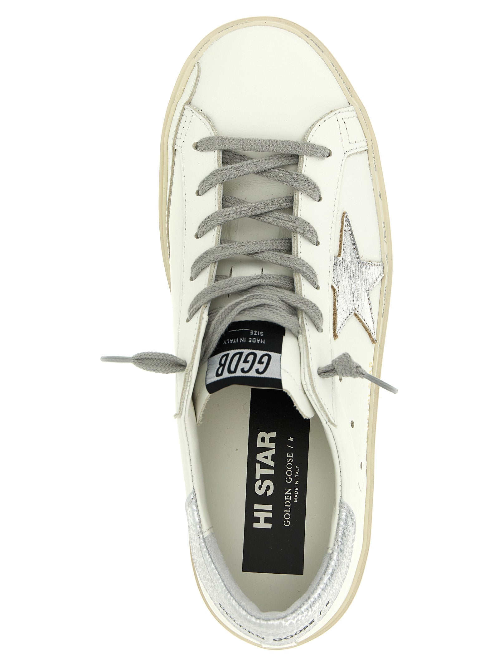 Golden Goose Hi-Star Sneakers — Silver Leather | Aumifour