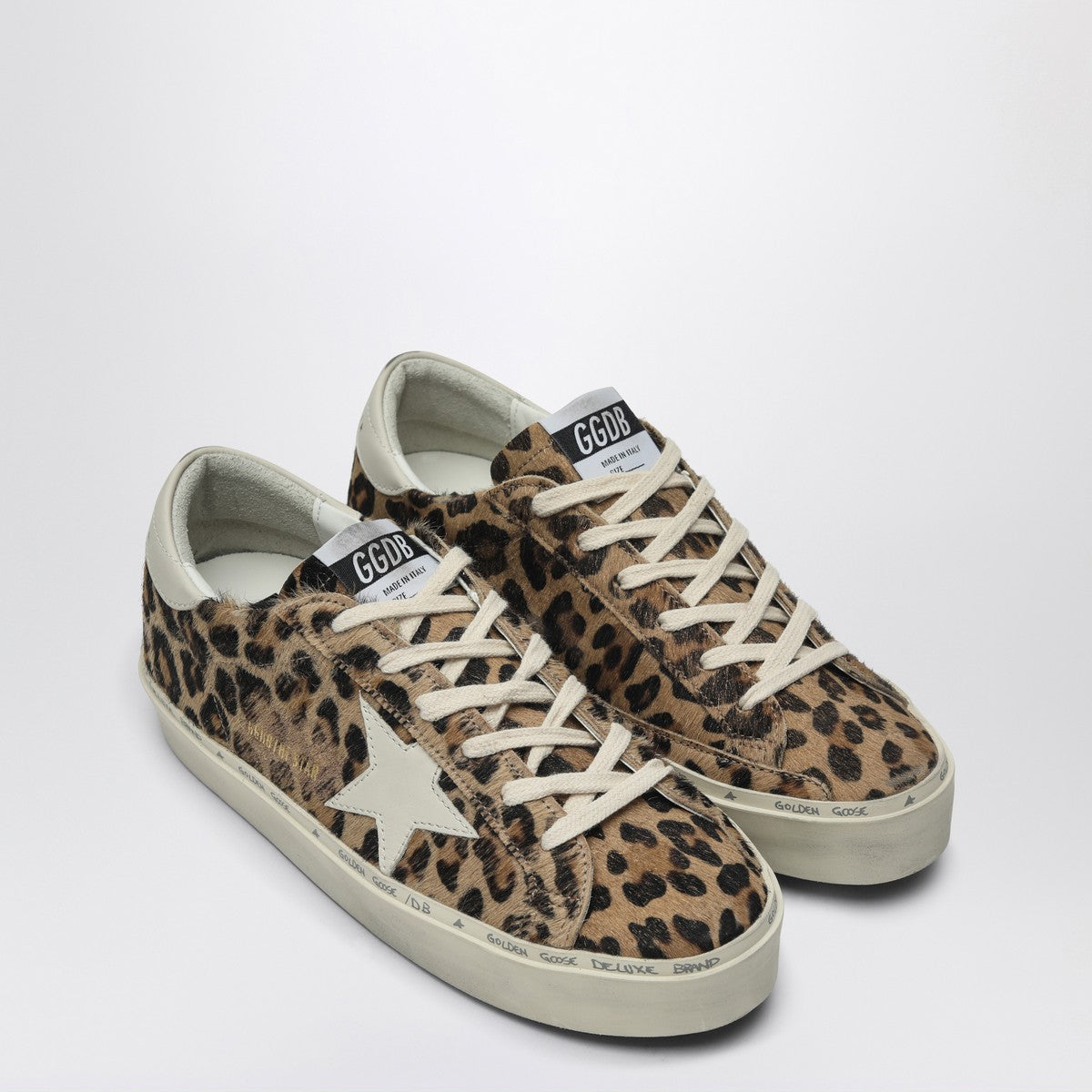 Golden Goose Hi Star Sneakers in leopard pony hair