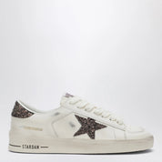 Golden Goose Stardan Sneakers in white leather and brown glitter