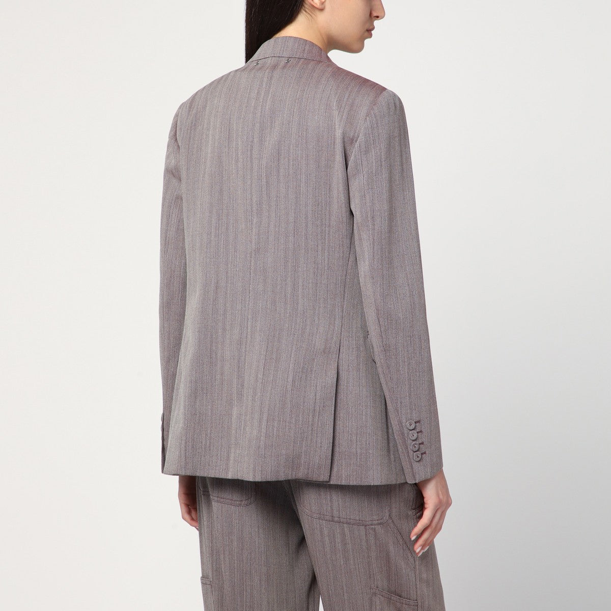 Golden Goose light brown double-breasted jacket in chevron wool blend