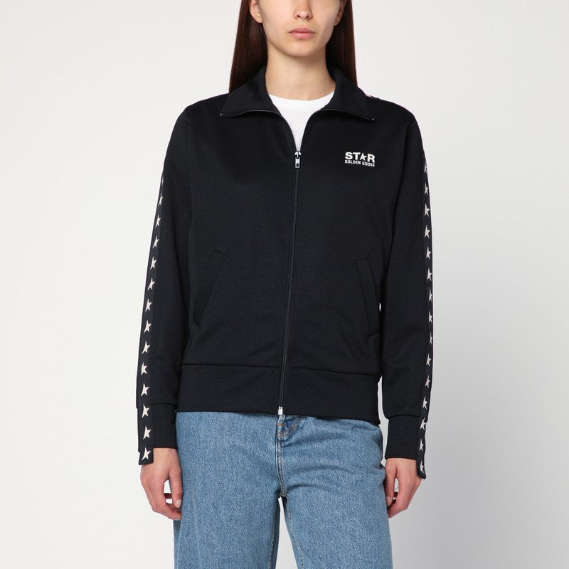 Sudadera negra con cremallera y estrellas de Golden Goose