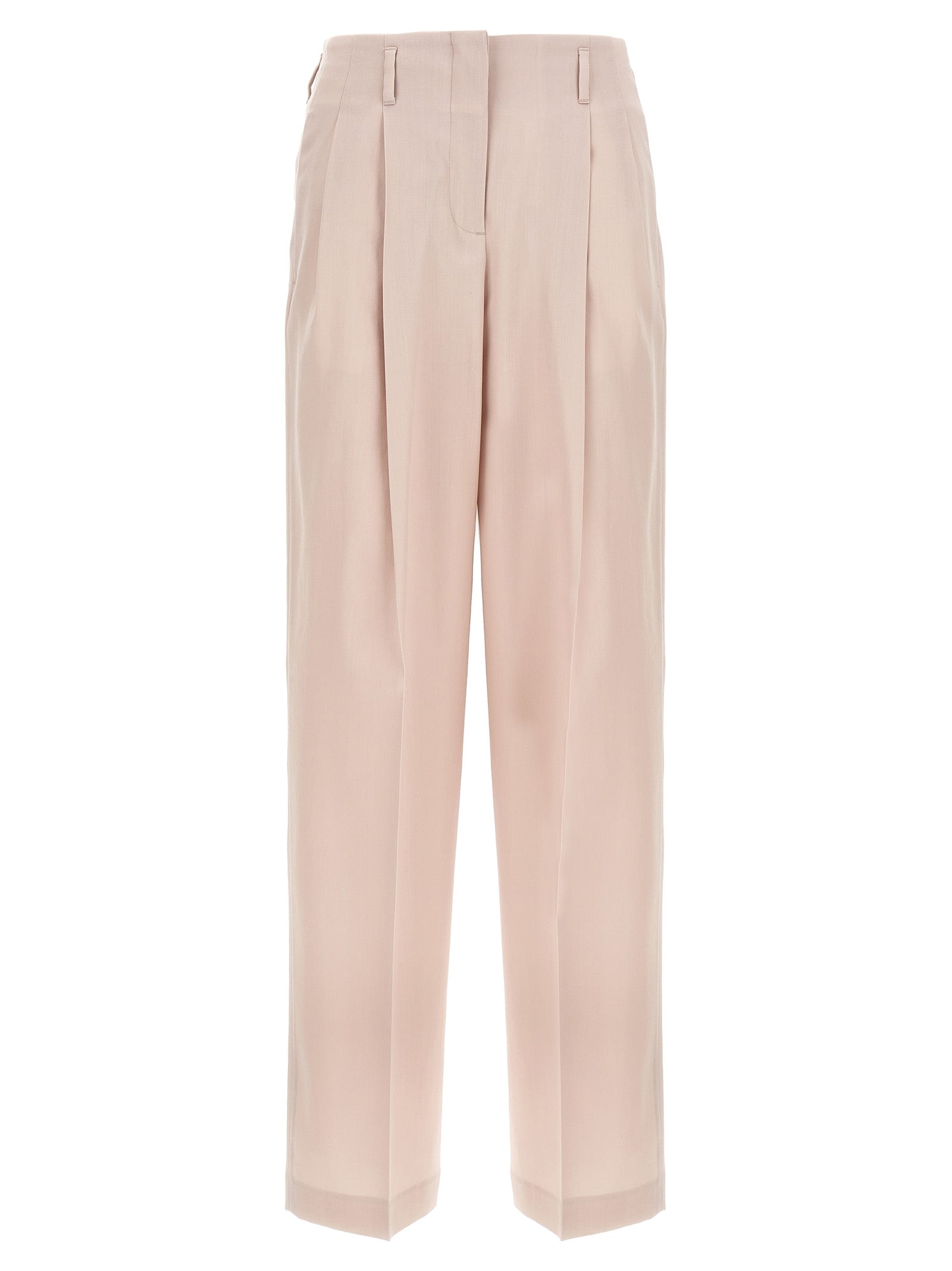 Golden Goose Pink Wool Trousers — Wide Leg Pleated Fit