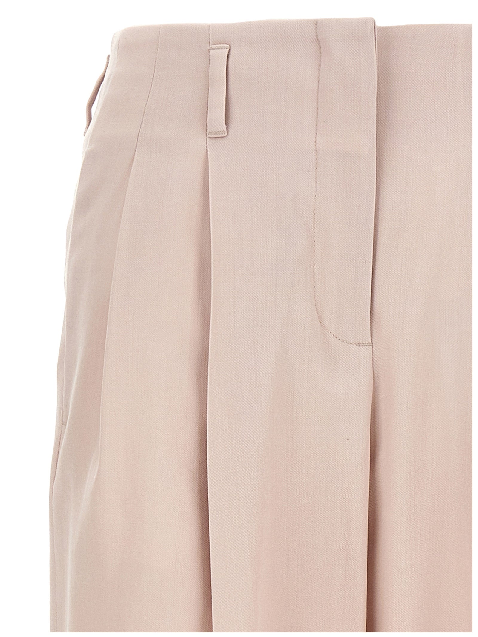 Golden Goose Pink Wool Trousers — Wide Leg Pleated Fit