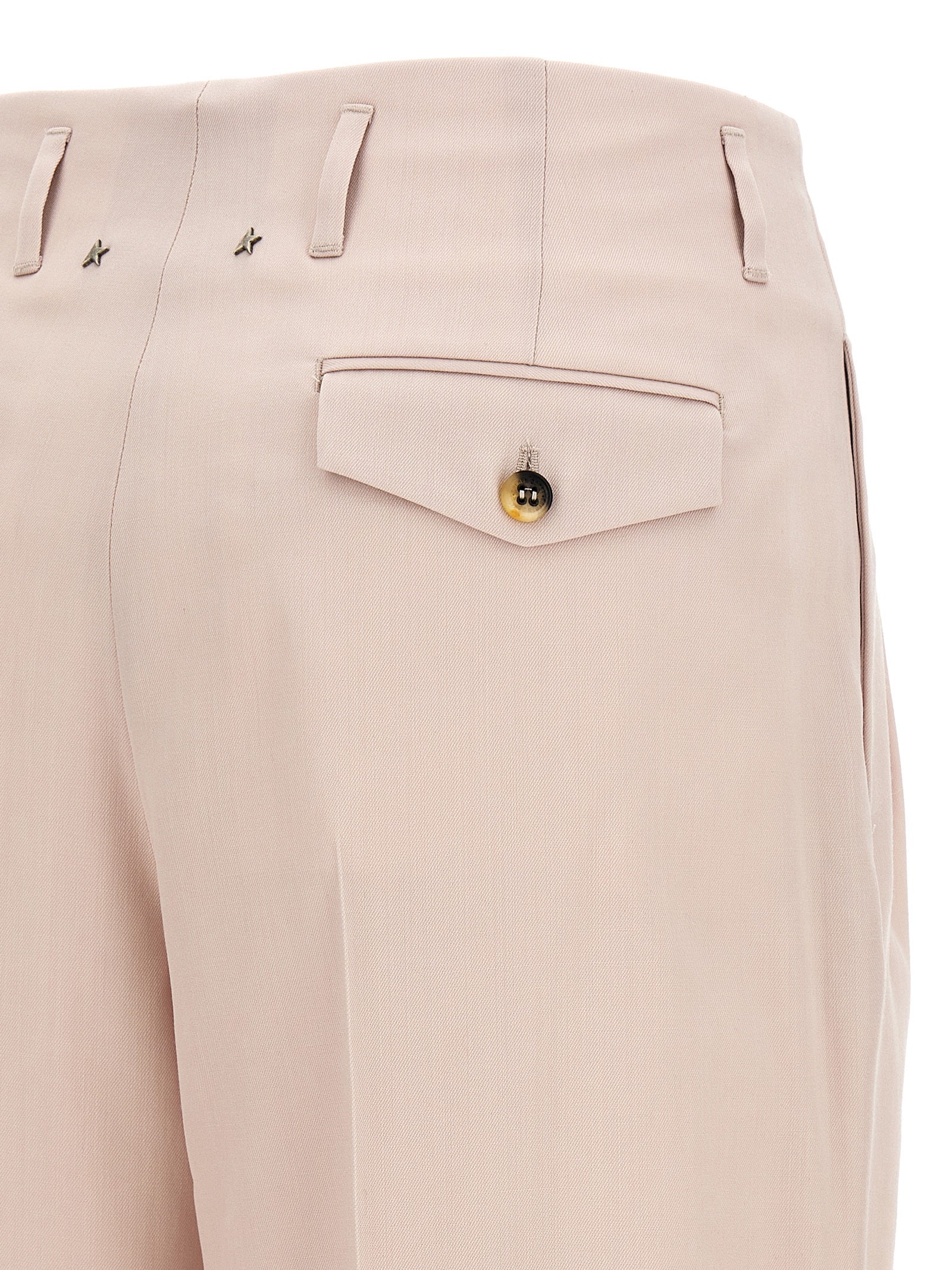 Golden Goose Pink Wool Trousers — Wide Leg Pleated Fit