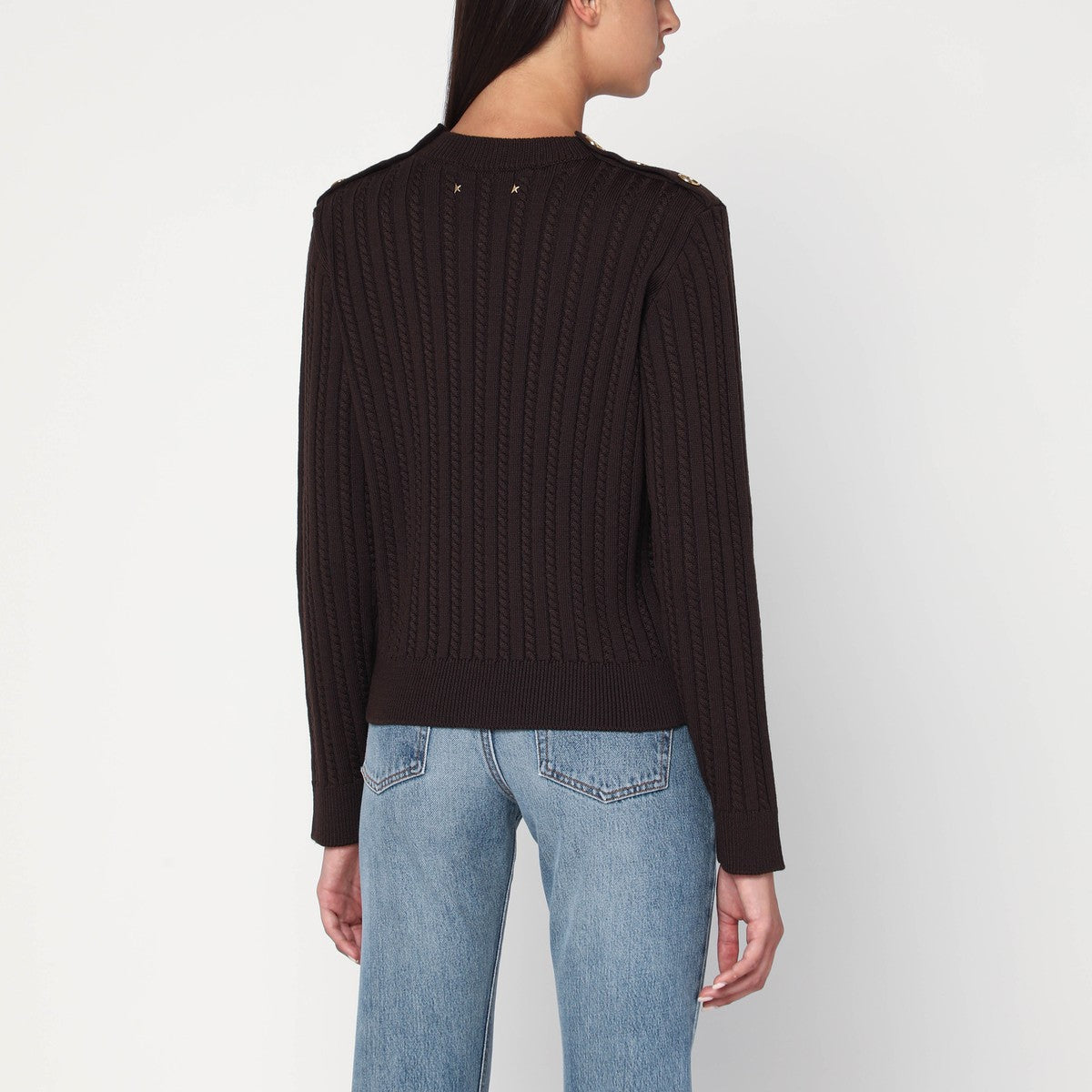 Golden Goose Brown wool blend sweater with cable knit