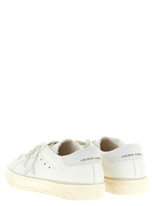 Golden Goose May Sneakers — White Leather Kids Shoes