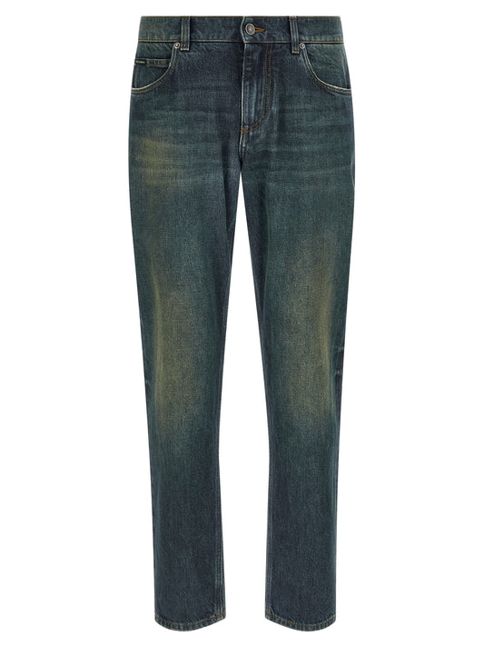 Dolce & Gabbana Logo Tag Jeans for Men — Blue Denim