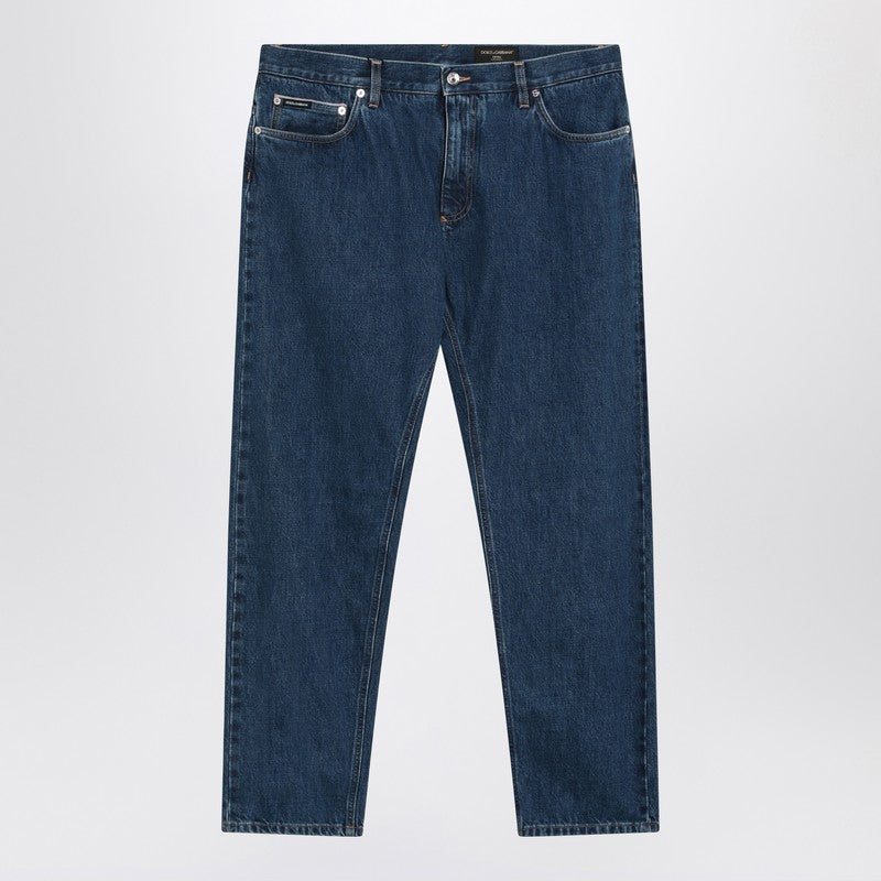 Dolce & Gabbana Blue Denim Jeans with Logo Tag