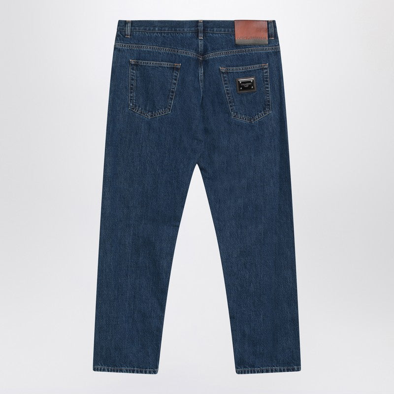 Dolce & Gabbana Blue Denim Jeans with Logo Tag