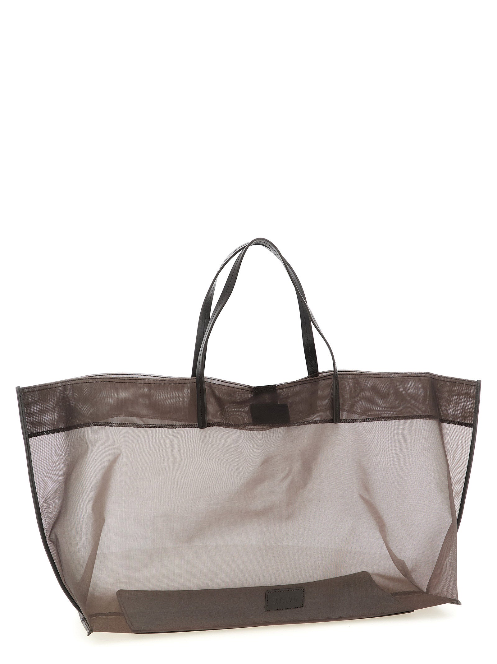 Staud Christos Large Shopper Bag — Brown Leather Mesh