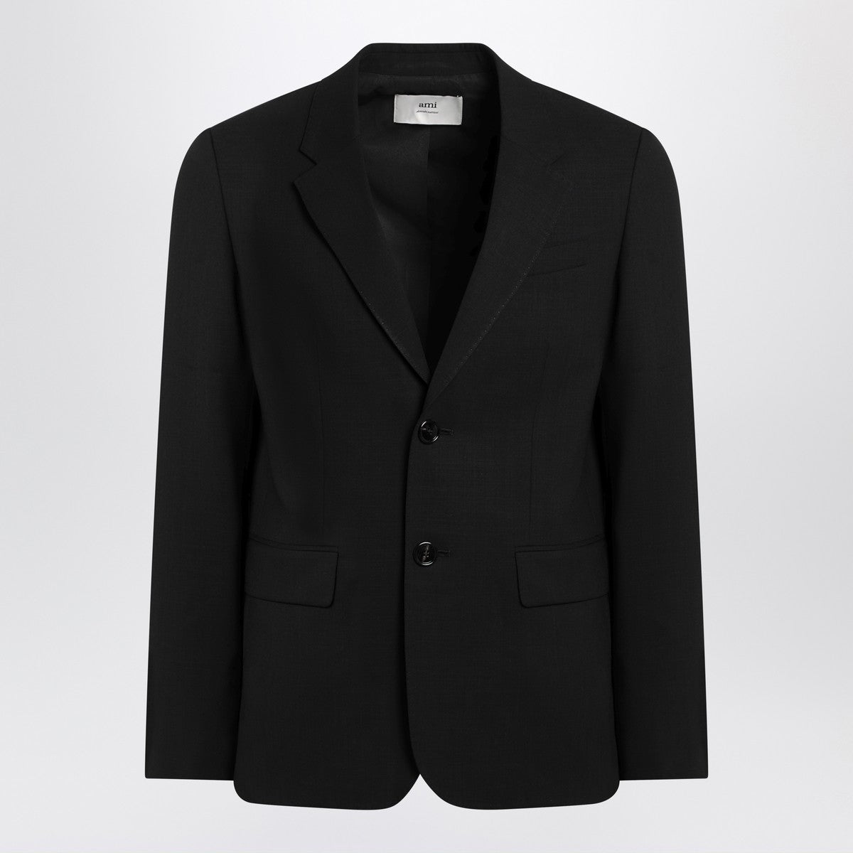 Ami Paris Single-Breasted Jacket in Black Virgin Wool