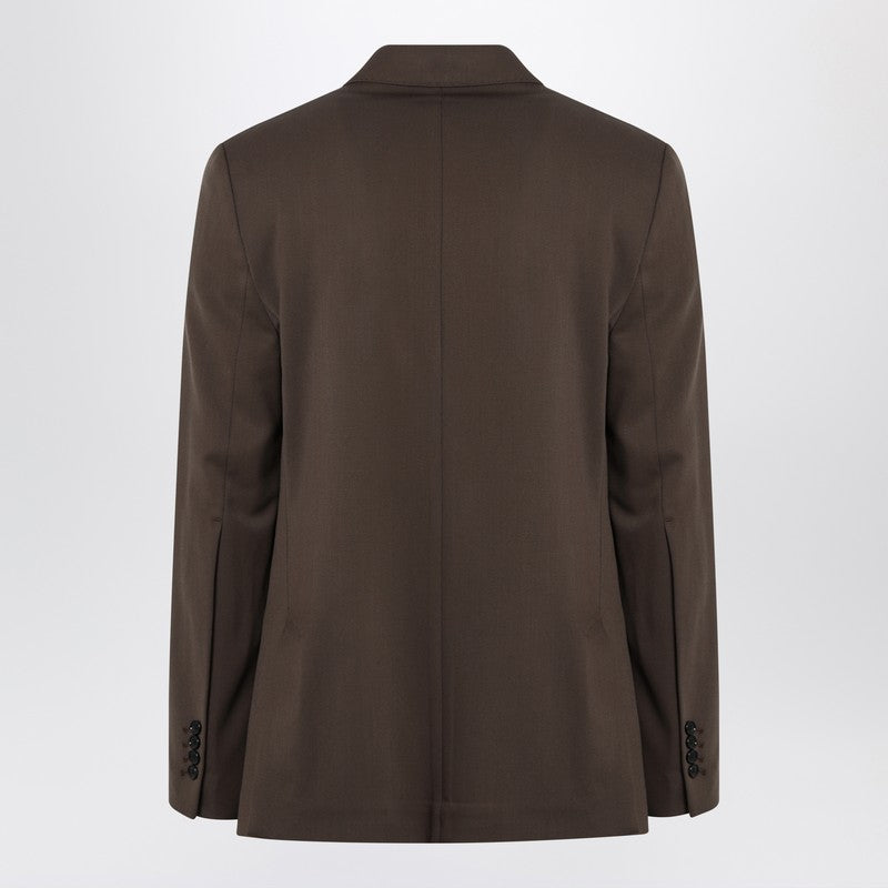 Ami Paris Single-breasted olive black wool jacket