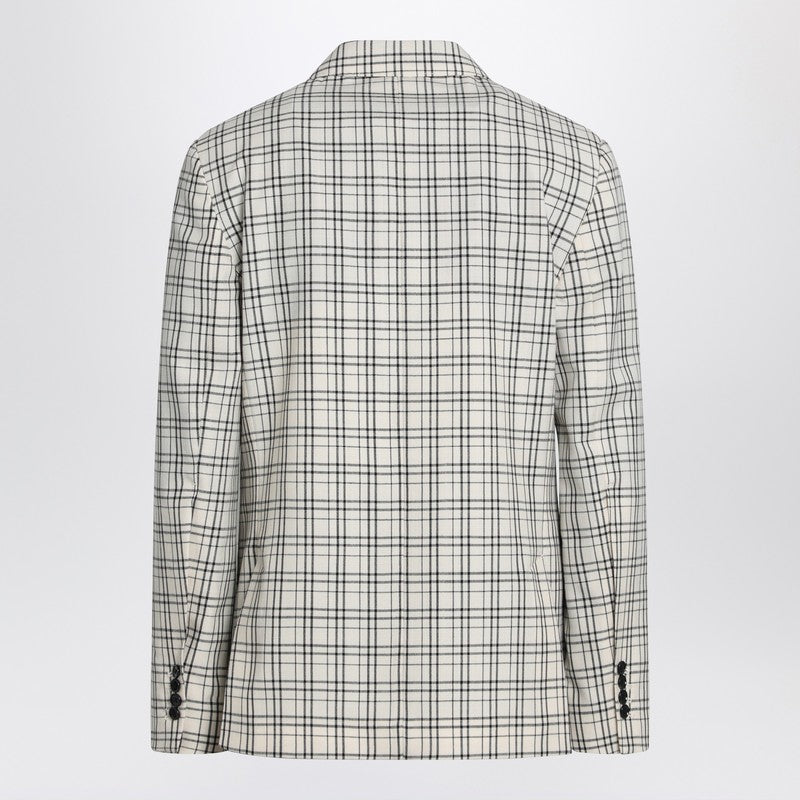 Ami Paris Single-breasted cream check jacket in virgin wool