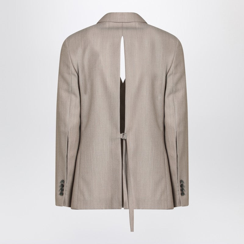 Chaqueta cruzada de lana beige de Ami Paris