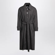 Ami Paris Brown belted wool blend coat