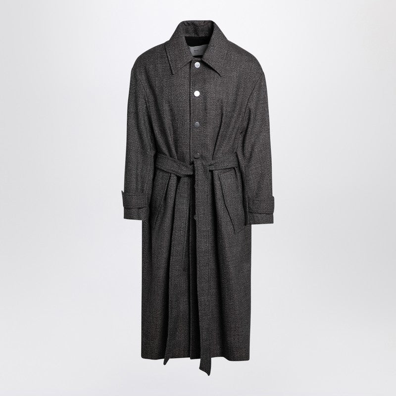 Ami Paris Brown belted wool blend coat