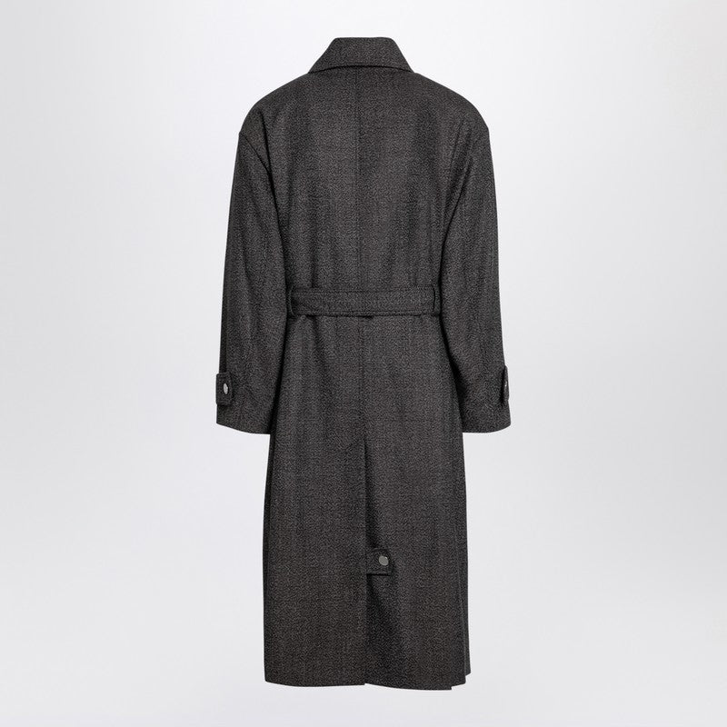 Ami Paris Brown belted wool blend coat