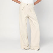 Haikure Wide Ecru Corduroy Trousers — Wide Jeans for Women