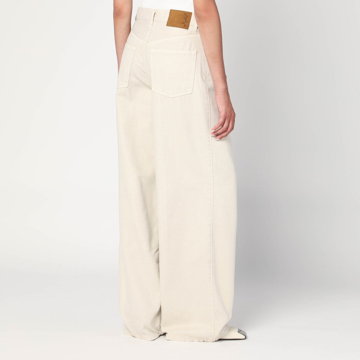 Haikure Wide Ecru Corduroy Trousers — Wide Jeans for Women