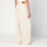 Haikure Wide Ecru Corduroy Trousers — Wide Jeans for Women