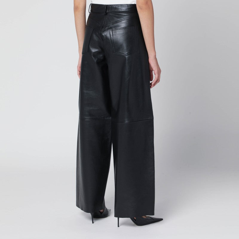 Haikure Wide black leather pants