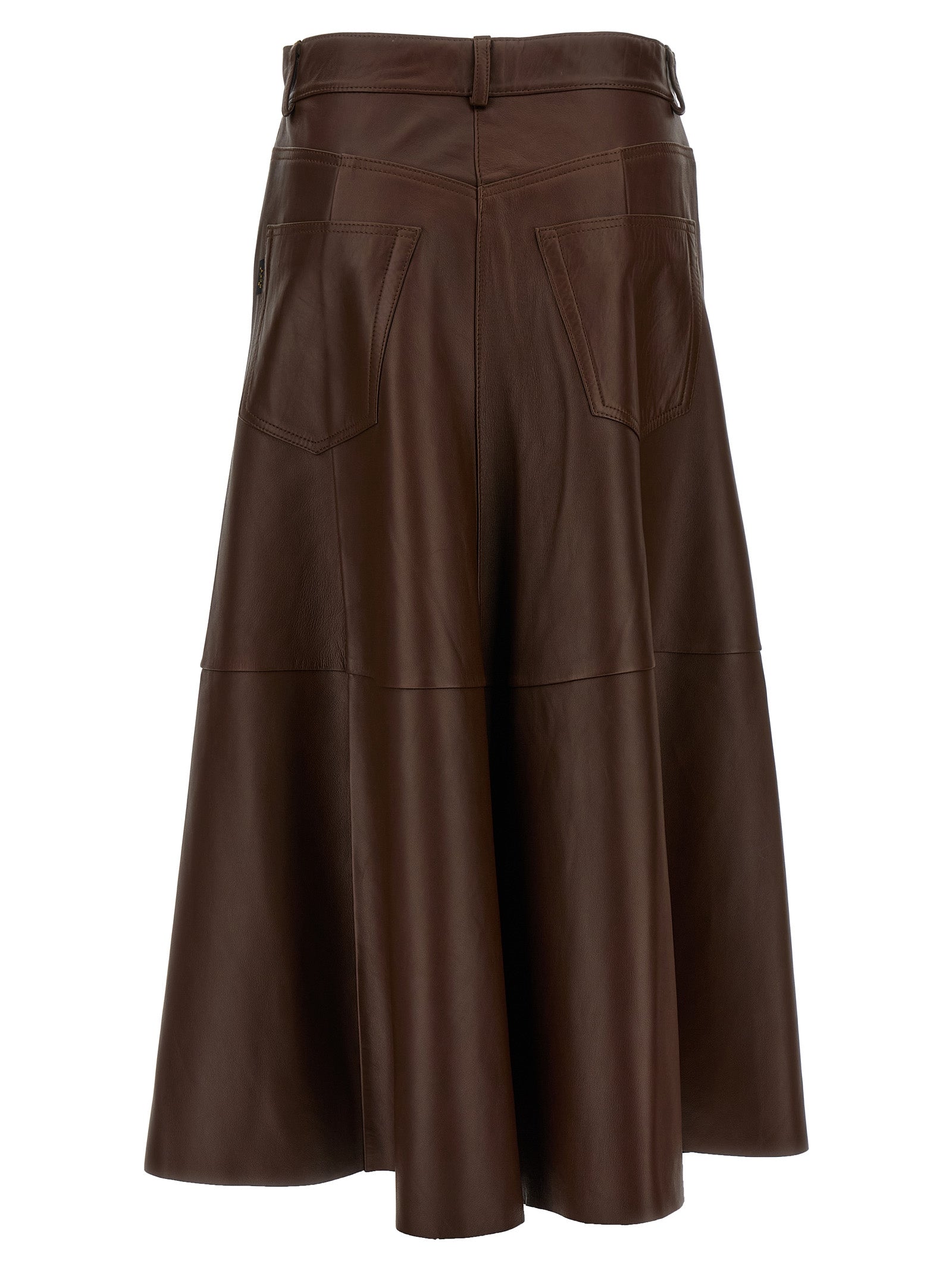 Haikure Mid Serenity Leather Skirt — Brown Midi Skirt